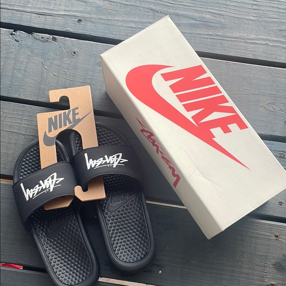 Stussy x Nike Black Slides